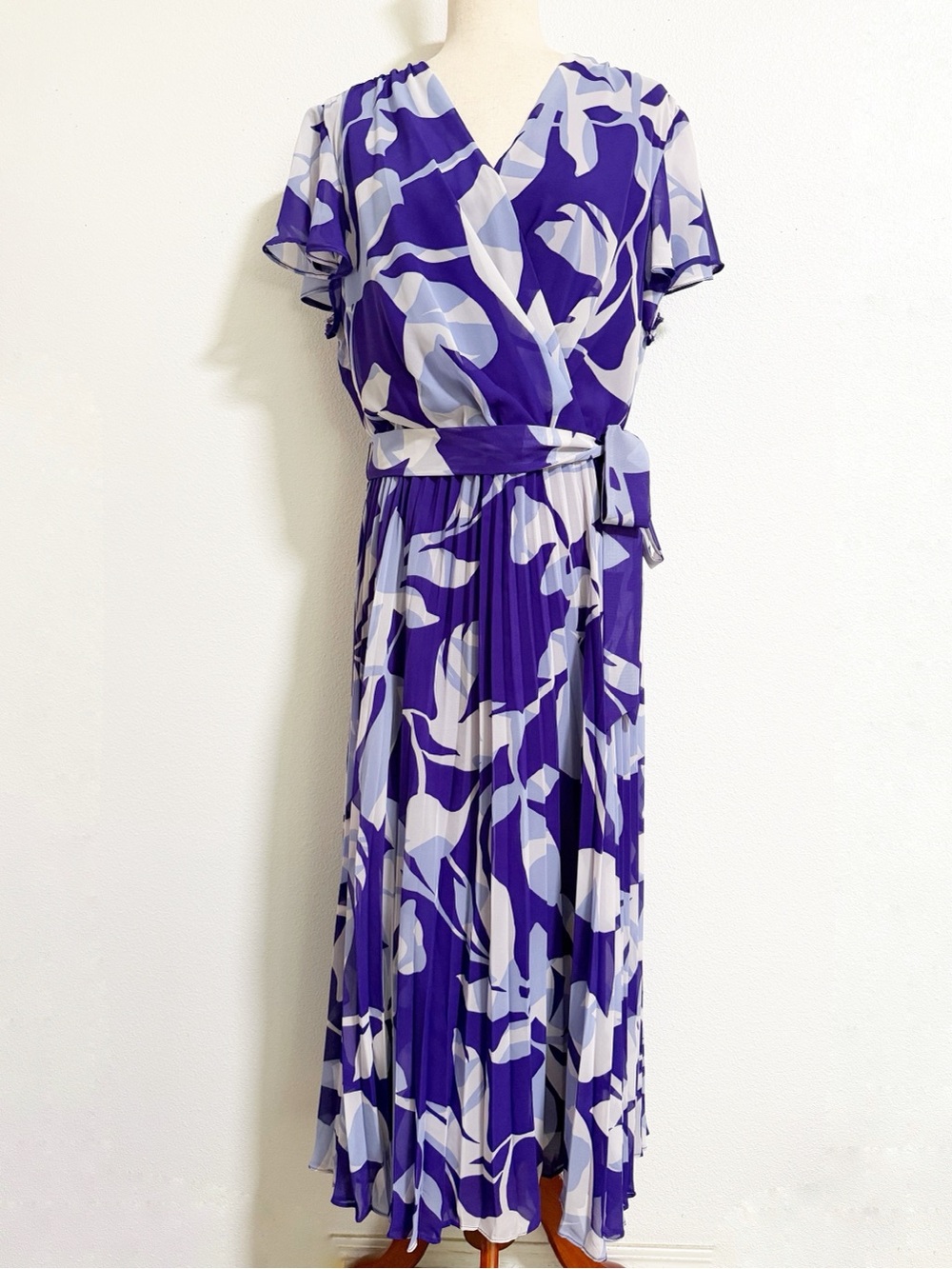 Liz Claiborne Pleated Floral Maxi Dress Purple Size XL